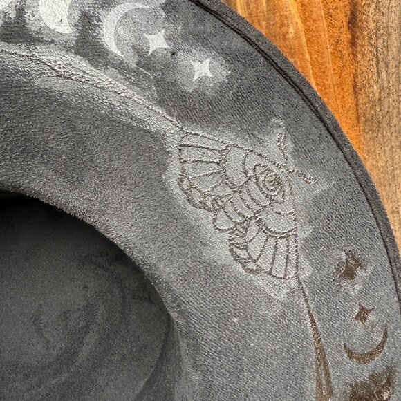 Embossed Black Felt Boater Hat - Picture 5 of 10